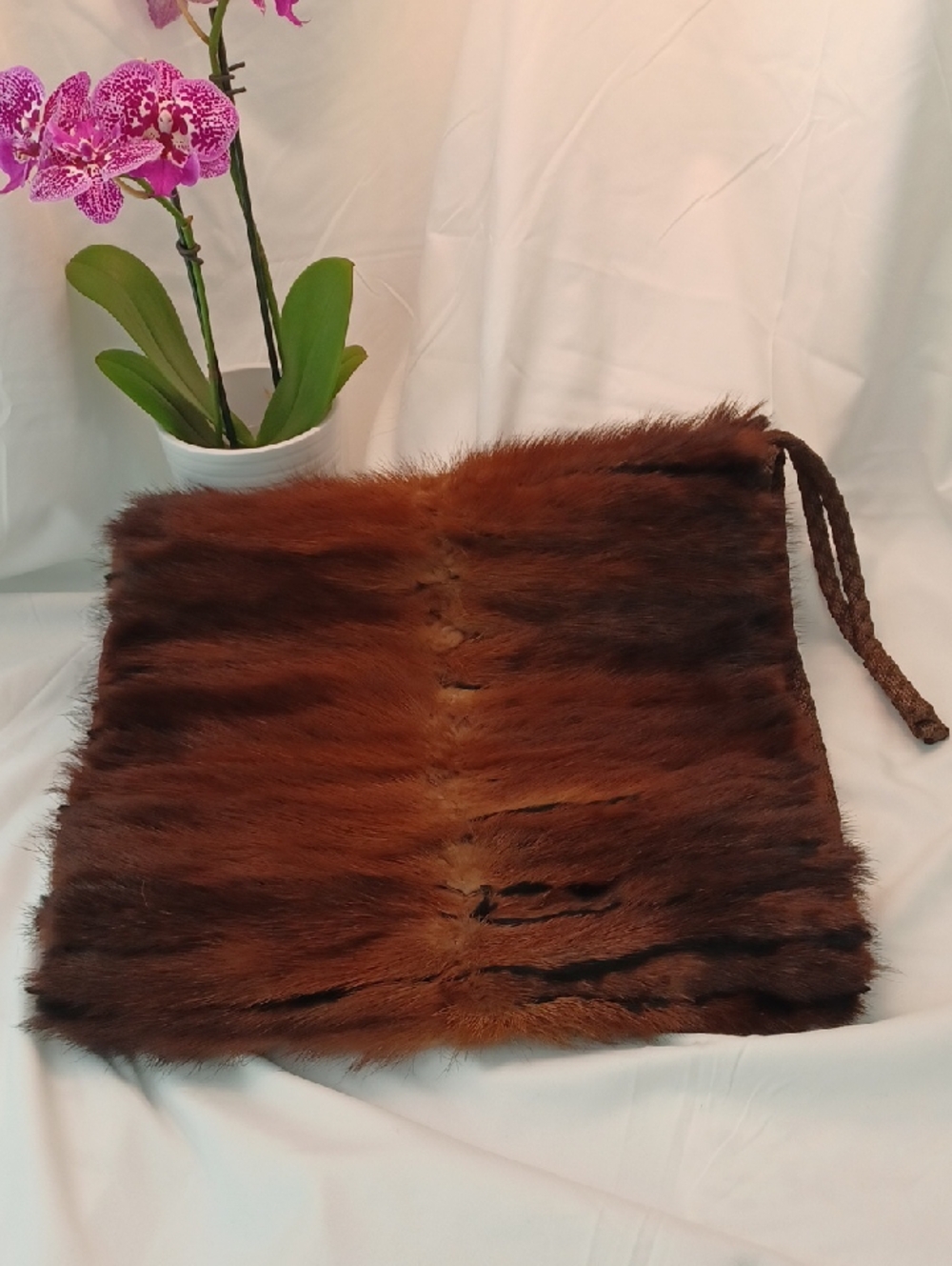 Vintage Brown Mink(?)  Fur "Muff" Purse ( 1940-50s)